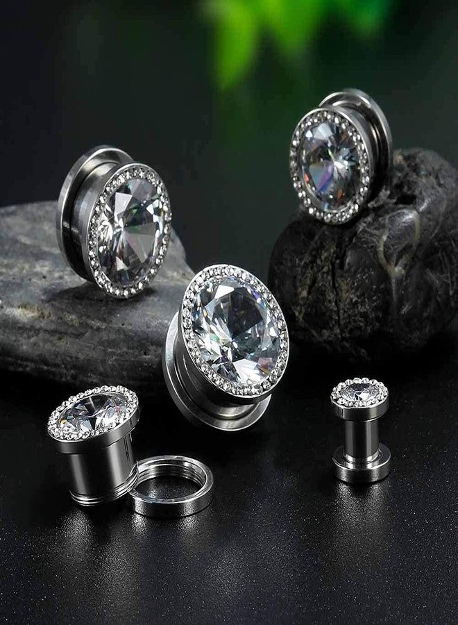 COOEAR Gauges For Ears Plugs and Tunnels Piercing Earrings Crystal With Zircon Style Expander Stretchers Size 2g(6mm) to 5/8"(16mm) - Image 4